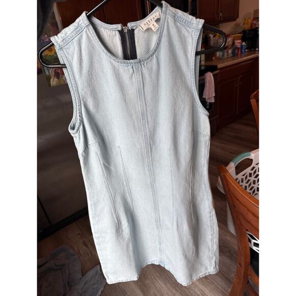 Harper Heritage Vintage Denim Mini Dress Light Wash Pleated Women’s Medium - Picture 9 of 9